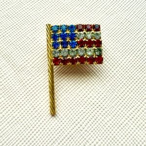 Patriotic Rhinestone Flag Brooch